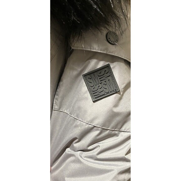 Steve Madden Faux Fur Trim Hooded Parka Size Small Gray Black Cozy Winter - Picture 6 of 6